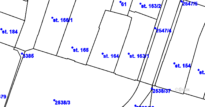 Parcela st. 164 v KÚ Nový Bydžov, Katastrální mapa