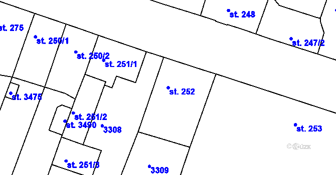 Parcela st. 252 v KÚ Nový Bydžov, Katastrální mapa