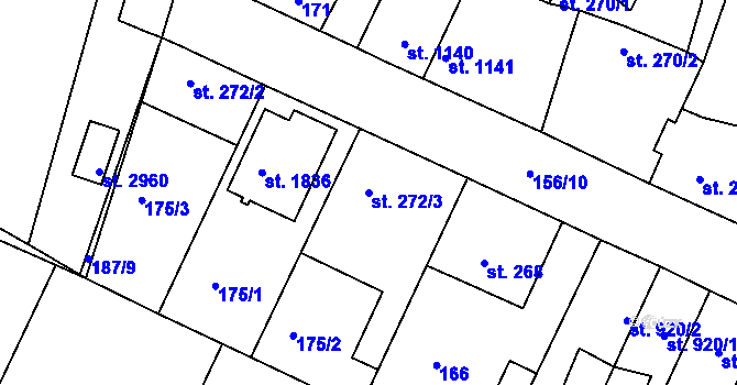 Parcela st. 272/3 v KÚ Nový Bydžov, Katastrální mapa