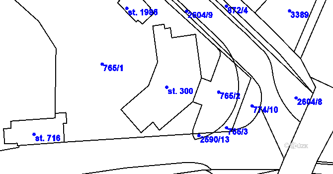 Parcela st. 300 v KÚ Nový Bydžov, Katastrální mapa