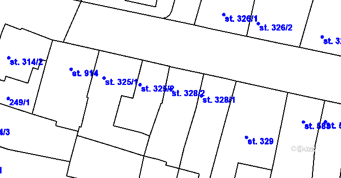 Parcela st. 328/2 v KÚ Nový Bydžov, Katastrální mapa