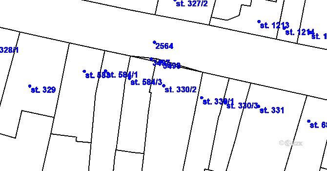 Parcela st. 330/2 v KÚ Nový Bydžov, Katastrální mapa