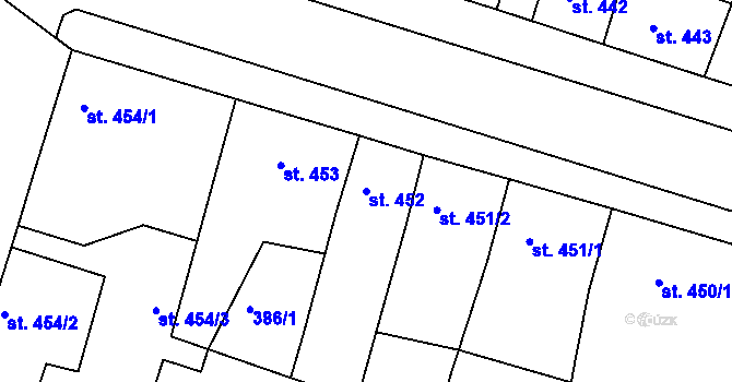 Parcela st. 452 v KÚ Nový Bydžov, Katastrální mapa