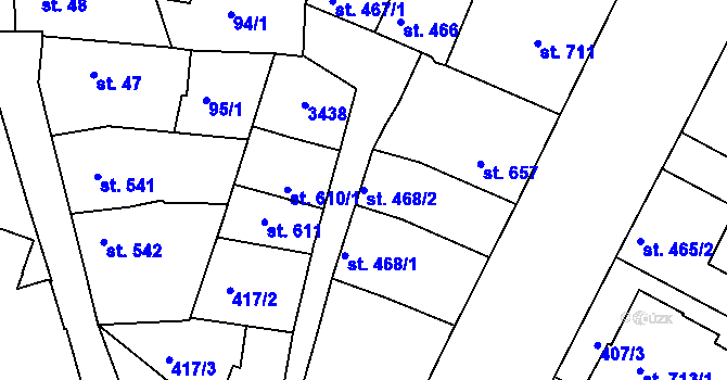 Parcela st. 468/2 v KÚ Nový Bydžov, Katastrální mapa