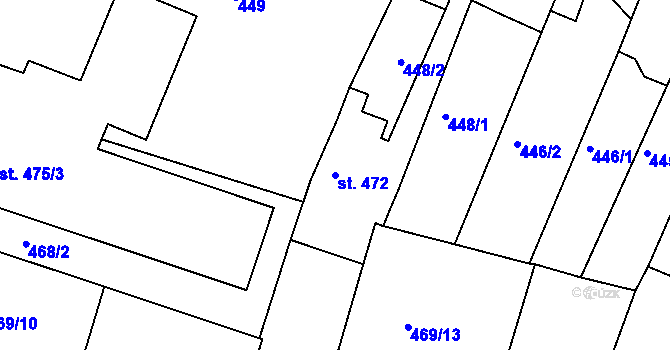 Parcela st. 472 v KÚ Nový Bydžov, Katastrální mapa