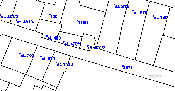Parcela st. 479/2 v KÚ Nový Bydžov, Katastrální mapa