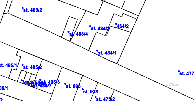 Parcela st. 484/1 v KÚ Nový Bydžov, Katastrální mapa