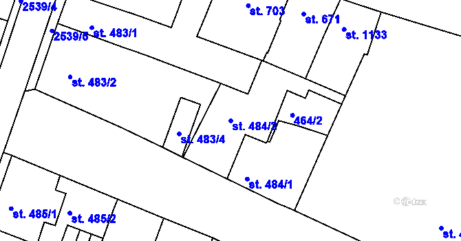 Parcela st. 484/2 v KÚ Nový Bydžov, Katastrální mapa