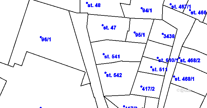 Parcela st. 541 v KÚ Nový Bydžov, Katastrální mapa