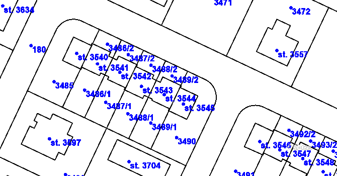 Parcela st. 557 v KÚ Nový Bydžov, Katastrální mapa