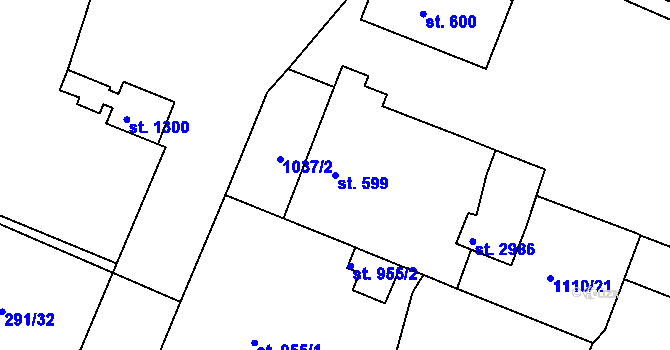 Parcela st. 599 v KÚ Nový Bydžov, Katastrální mapa