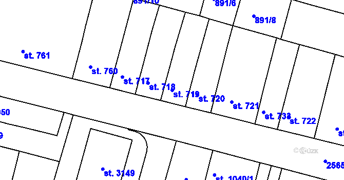 Parcela st. 719 v KÚ Nový Bydžov, Katastrální mapa