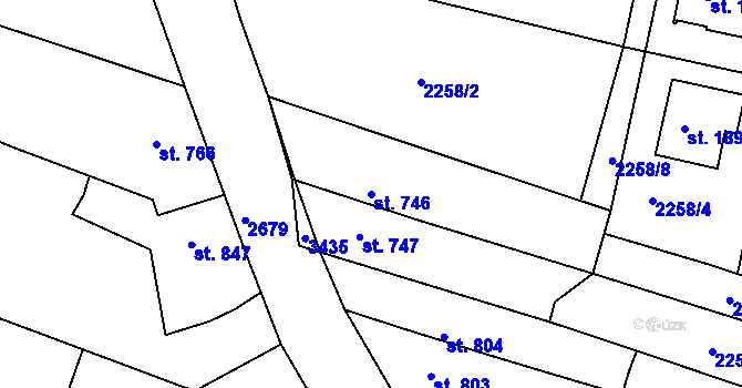 Parcela st. 746 v KÚ Nový Bydžov, Katastrální mapa