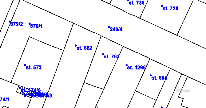 Parcela st. 763 v KÚ Nový Bydžov, Katastrální mapa