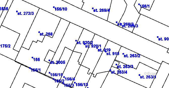 Parcela st. 920/1 v KÚ Nový Bydžov, Katastrální mapa