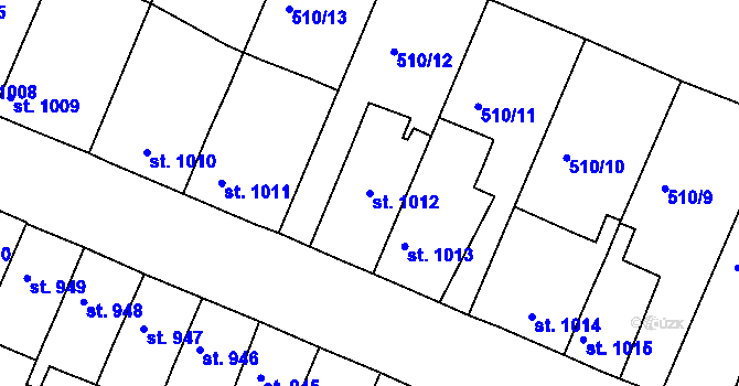 Parcela st. 1012 v KÚ Nový Bydžov, Katastrální mapa