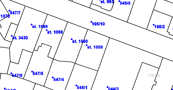 Parcela st. 1059 v KÚ Nový Bydžov, Katastrální mapa