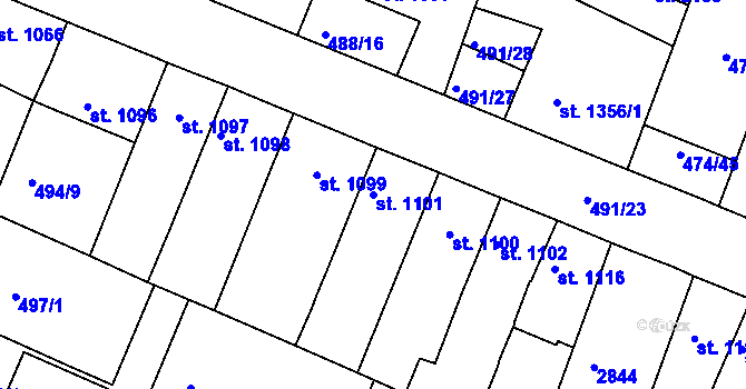 Parcela st. 1101 v KÚ Nový Bydžov, Katastrální mapa