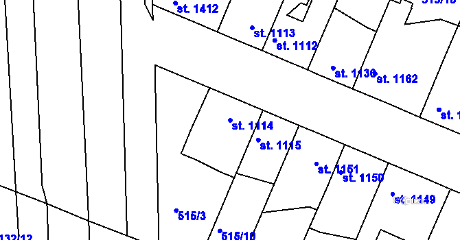Parcela st. 1114 v KÚ Nový Bydžov, Katastrální mapa