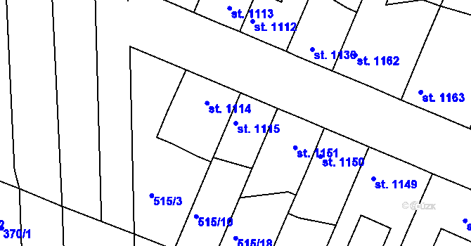 Parcela st. 1115 v KÚ Nový Bydžov, Katastrální mapa