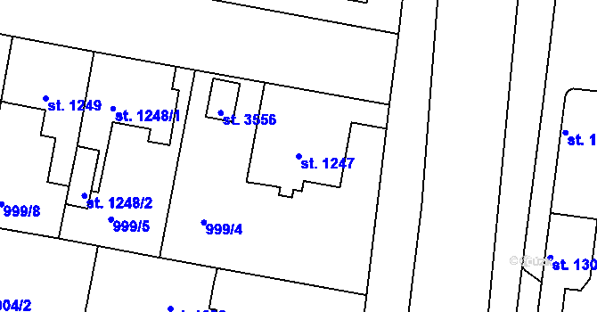 Parcela st. 1247 v KÚ Nový Bydžov, Katastrální mapa