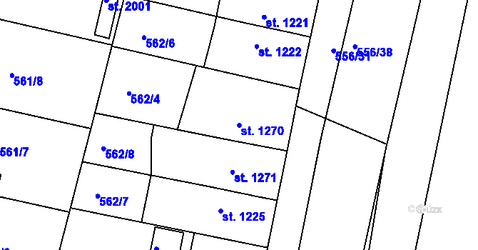 Parcela st. 1270 v KÚ Nový Bydžov, Katastrální mapa