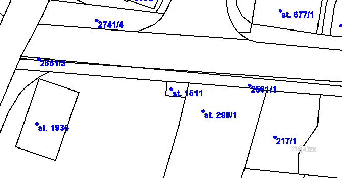 Parcela st. 1511 v KÚ Nový Bydžov, Katastrální mapa