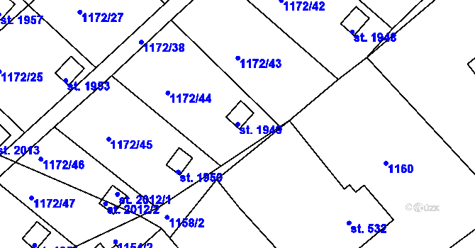 Parcela st. 1949 v KÚ Nový Bydžov, Katastrální mapa