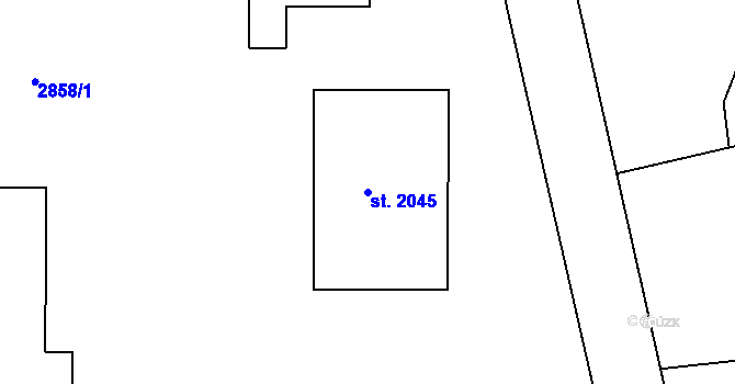 Parcela st. 2045 v KÚ Nový Bydžov, Katastrální mapa