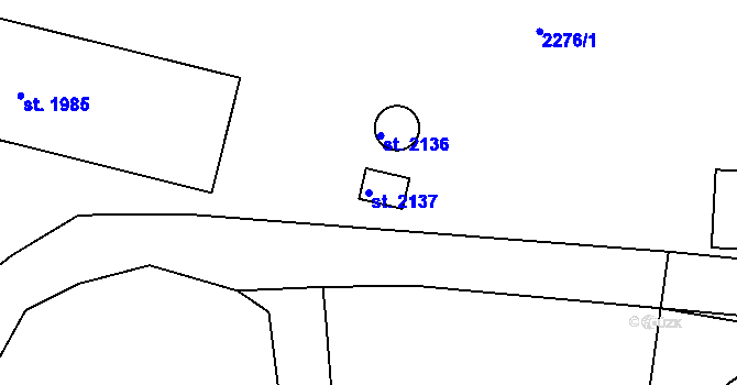 Parcela st. 2137 v KÚ Nový Bydžov, Katastrální mapa