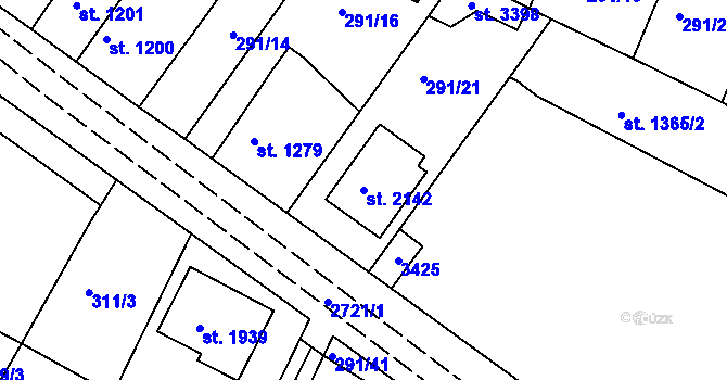 Parcela st. 2142 v KÚ Nový Bydžov, Katastrální mapa