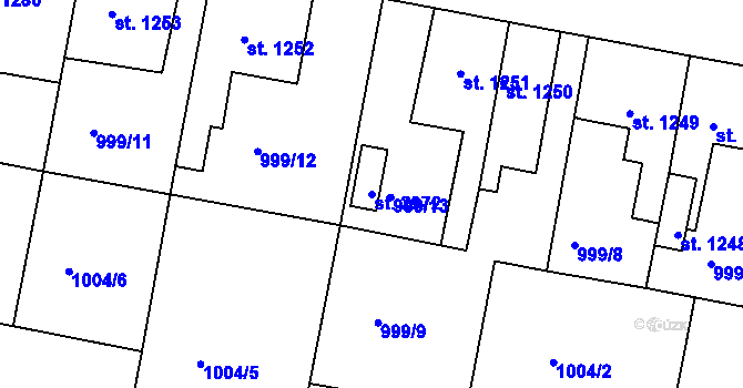 Parcela st. 2972 v KÚ Nový Bydžov, Katastrální mapa