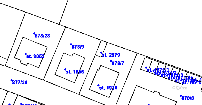 Parcela st. 2979 v KÚ Nový Bydžov, Katastrální mapa