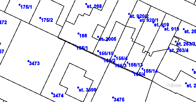 Parcela st. 156/15 v KÚ Nový Bydžov, Katastrální mapa