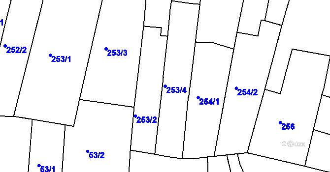 Parcela st. 253/4 v KÚ Nový Bydžov, Katastrální mapa