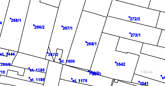 Parcela st. 268 v KÚ Nový Bydžov, Katastrální mapa