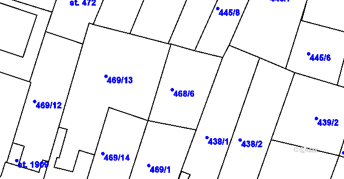Parcela st. 468/6 v KÚ Nový Bydžov, Katastrální mapa