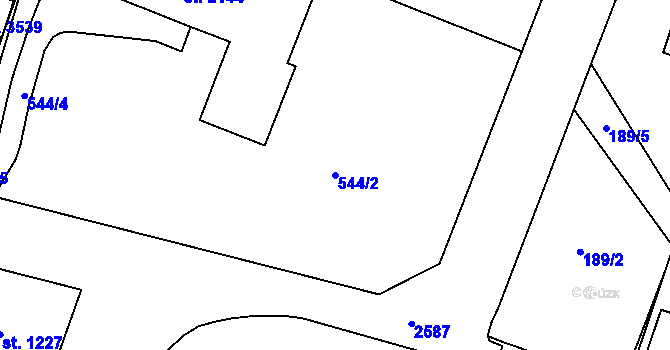 Parcela st. 544/2 v KÚ Nový Bydžov, Katastrální mapa