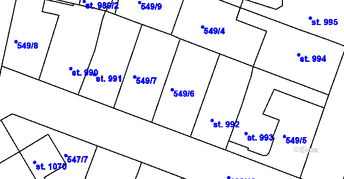 Parcela st. 549/6 v KÚ Nový Bydžov, Katastrální mapa