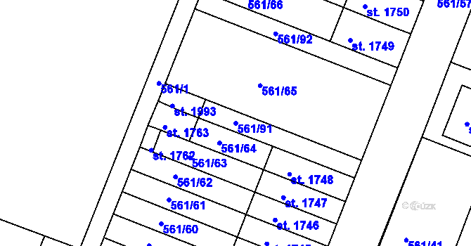 Parcela st. 561/91 v KÚ Nový Bydžov, Katastrální mapa