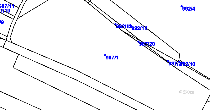 Parcela st. 987/1 v KÚ Nový Bydžov, Katastrální mapa