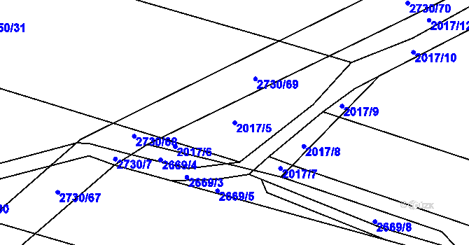 Parcela st. 2017/5 v KÚ Nový Bydžov, Katastrální mapa