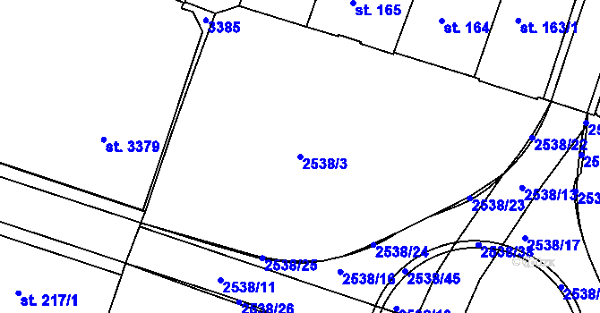 Parcela st. 2538/3 v KÚ Nový Bydžov, Katastrální mapa