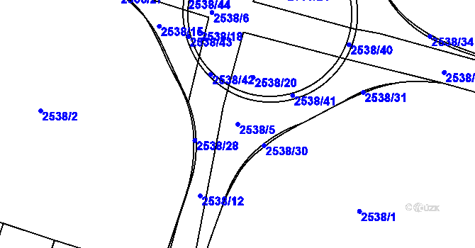 Parcela st. 2538/5 v KÚ Nový Bydžov, Katastrální mapa