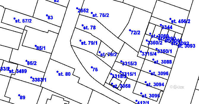 Parcela st. 79/2 v KÚ Nový Bydžov, Katastrální mapa