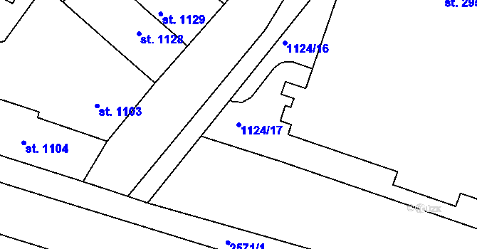 Parcela st. 1124/17 v KÚ Nový Bydžov, Katastrální mapa
