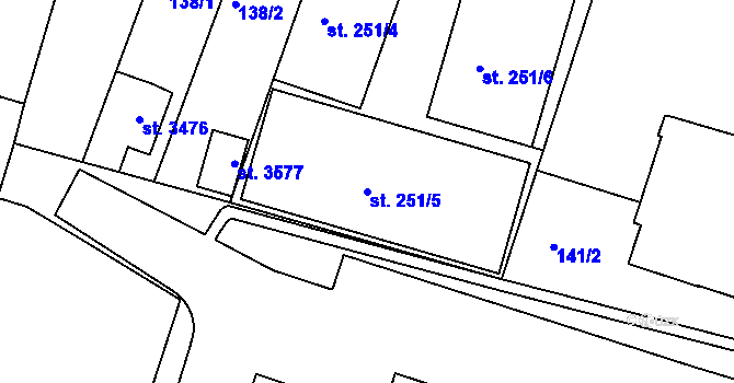 Parcela st. 251/5 v KÚ Nový Bydžov, Katastrální mapa
