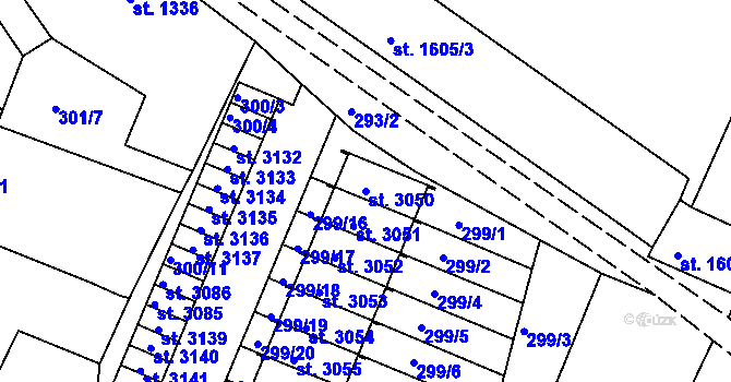 Parcela st. 3050 v KÚ Nový Bydžov, Katastrální mapa