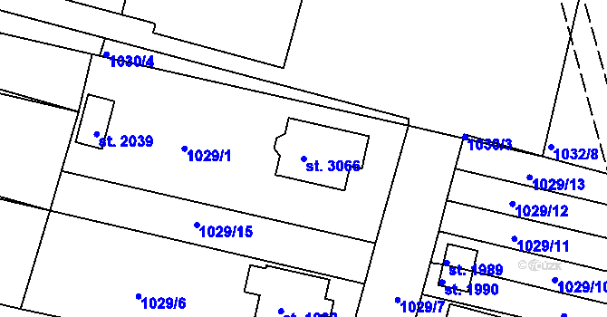 Parcela st. 3066 v KÚ Nový Bydžov, Katastrální mapa