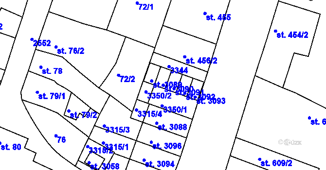 Parcela st. 3090 v KÚ Nový Bydžov, Katastrální mapa